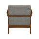 Ary Armchair, Gray Chenille Cushion, Chestnut Brown Solid Rubberwood