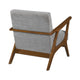 Ary Armchair, Gray Chenille Cushion, Chestnut Brown Solid Rubberwood
