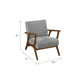 Ary Armchair, Gray Chenille Cushion, Chestnut Brown Solid Rubberwood