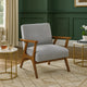 Ary Armchair, Gray Chenille Cushion, Chestnut Brown Solid Rubberwood
