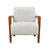 Demy Accent Armchair, Beige Chenille Cushion, Chestnut Brown Solid Wood