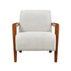 Demy Accent Armchair, Beige Chenille Cushion, Chestnut Brown Solid Wood