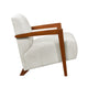 Demy Accent Armchair, Beige Chenille Cushion, Chestnut Brown Solid Wood