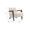 Demy Accent Armchair, Beige Chenille Cushion, Chestnut Brown Solid Wood