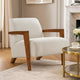 Demy Accent Armchair, Beige Chenille Cushion, Chestnut Brown Solid Wood