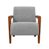 Demy Accent Armchair, Gray Chenille Cushion, Chestnut Brown Solid Wood