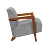 Demy Accent Armchair, Gray Chenille Cushion, Chestnut Brown Solid Wood