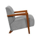 Demy Accent Armchair, Gray Chenille Cushion, Chestnut Brown Solid Wood