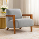 Demy Accent Armchair, Gray Chenille Cushion, Chestnut Brown Solid Wood