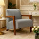 Demy Accent Armchair, Gray Chenille Cushion, Chestnut Brown Solid Wood