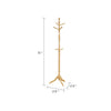 Moy 3 Tier Coat Rack w 10 Hooks | 72" Natural Brown Solid Wood