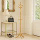 Moy 3 Tier Coat Rack w 10 Hooks | 72" Natural Brown Solid Wood