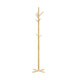 Jema 3 Tier Coat Rack | 9 Hanging Hooks | 70" Natural Brown Solid Wood