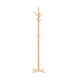 Jema 3 Tier Coat Rack | 9 Hanging Hooks | 70" Natural Brown Solid Wood