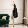 Jema 3 Tier Coat Rack | 9 Hanging Hooks | 70" Natural Brown Solid Wood