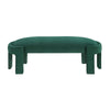Fery Modern Bench w Curved Edges | Green Velvet Upholstery | 54"