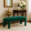Fery Modern Bench w Curved Edges | Green Velvet Upholstery | 54"