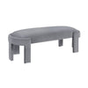 Fery Modern Bench w Curved Edges | Gray Velvet Upholstery | 54"