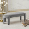 Fery Modern Bench w Curved Edges | Gray Velvet Upholstery | 54"