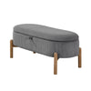 Fian Storage Bench w Lift Top | Natural Brown Legs | Gray Corduroy 42"