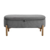 Fian Storage Bench w Lift Top | Natural Brown Legs | Gray Corduroy 42"