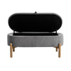 Fian Storage Bench w Lift Top | Natural Brown Legs | Gray Corduroy 42"