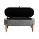 Fian Storage Bench w Lift Top | Natural Brown Legs | Gray Corduroy 42"