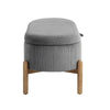 Fian Storage Bench w Lift Top | Natural Brown Legs | Gray Corduroy 42"