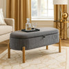 Fian Storage Bench w Lift Top | Natural Brown Legs | Gray Corduroy 42"