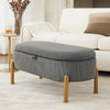 Fian Storage Bench w Lift Top | Natural Brown Legs | Gray Corduroy 42"