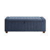 Doa Storage Bench | Channel Tufted | Blue Boucle Upholstery 50"