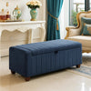 Doa Storage Bench | Channel Tufted | Blue Boucle Upholstery 50"