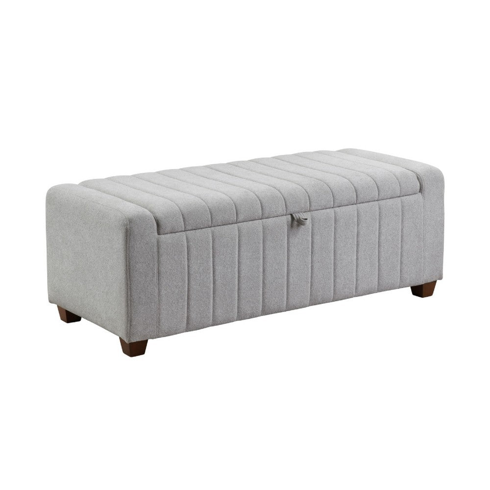 Doa Storage Bench | Channel Tufted | Gray Boucle Upholstery 50"