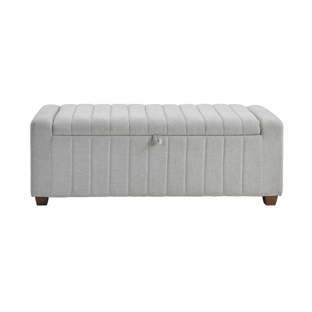 Doa Storage Bench | Channel Tufted | Gray Boucle Upholstery 50"