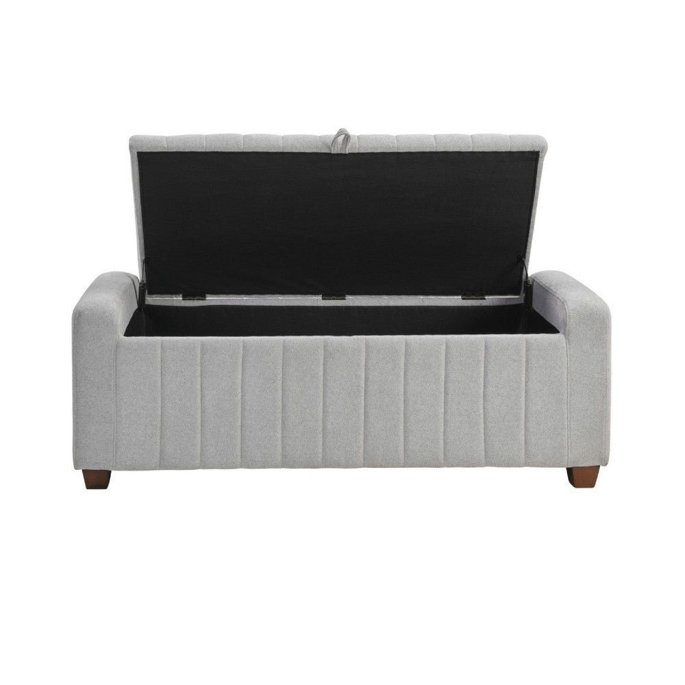Doa Storage Bench | Channel Tufted | Gray Boucle Upholstery 50"