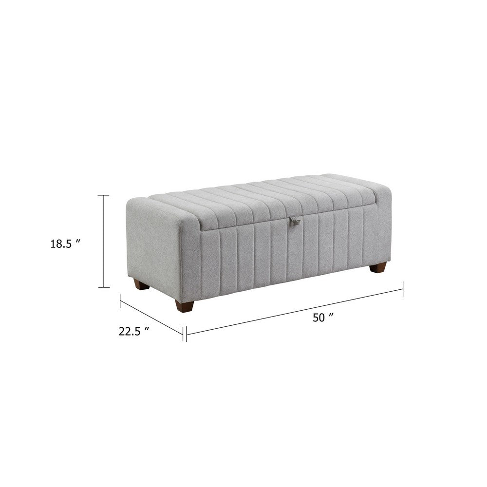 Doa Storage Bench | Channel Tufted | Gray Boucle Upholstery 50"