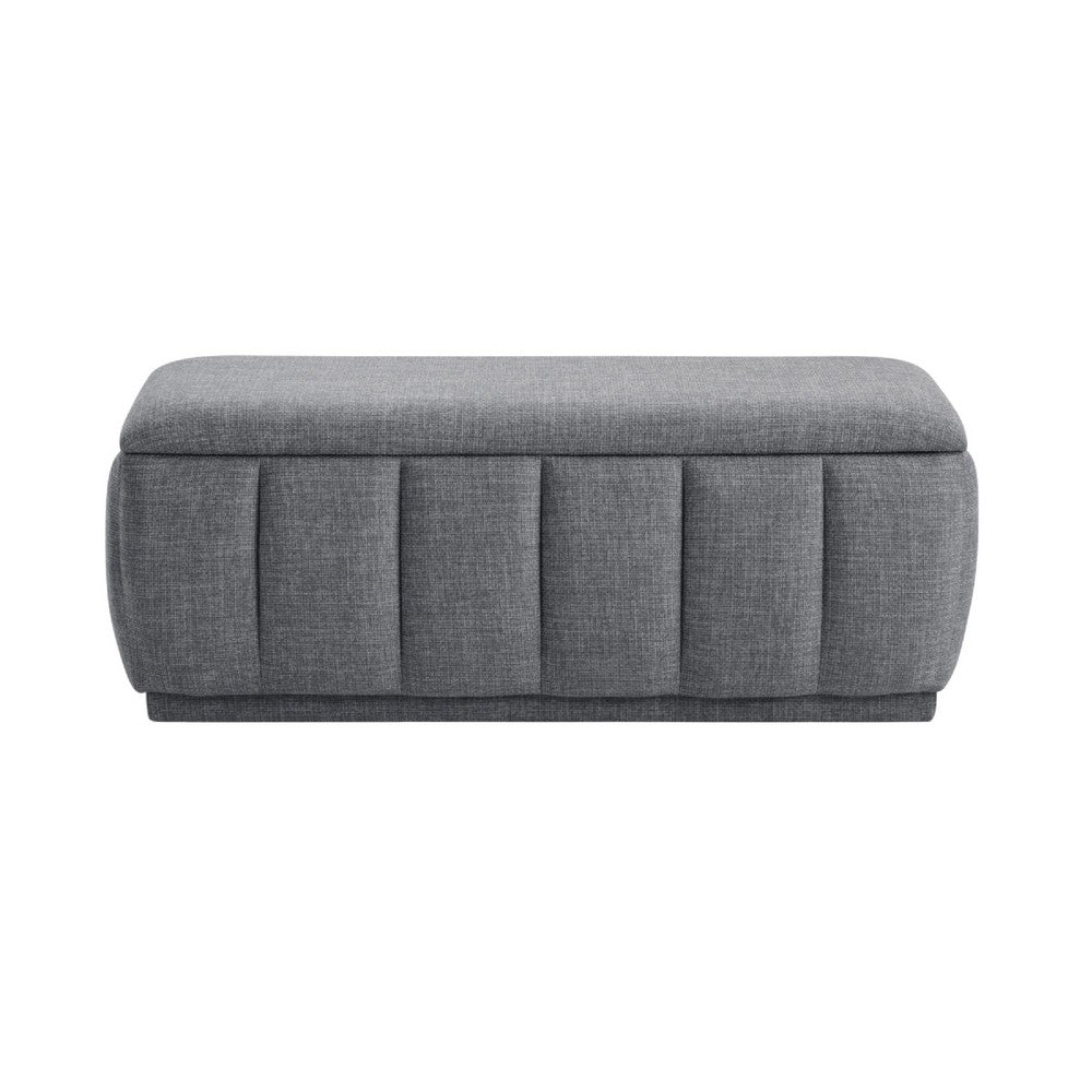 Jia Storage Bench | Wide Channel Tufted Gray Polyester 47"