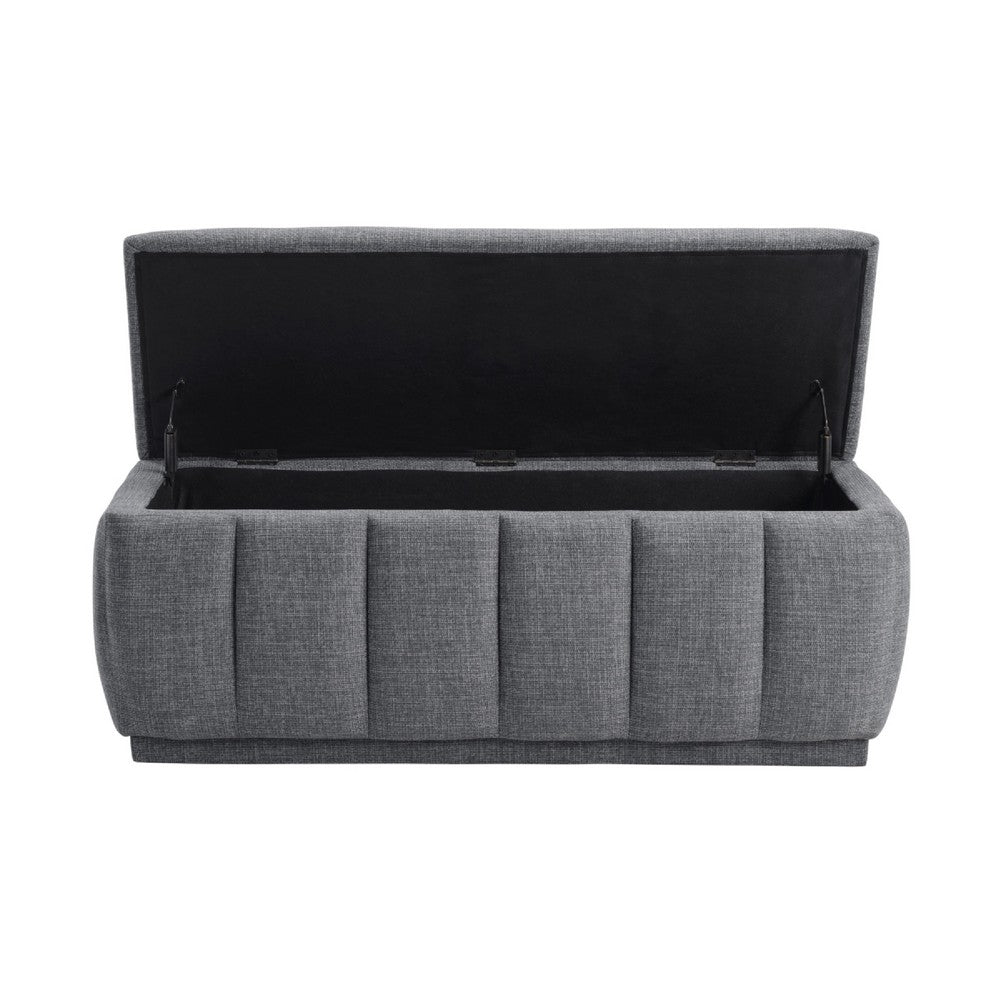 Jia Storage Bench | Wide Channel Tufted Gray Polyester 47"