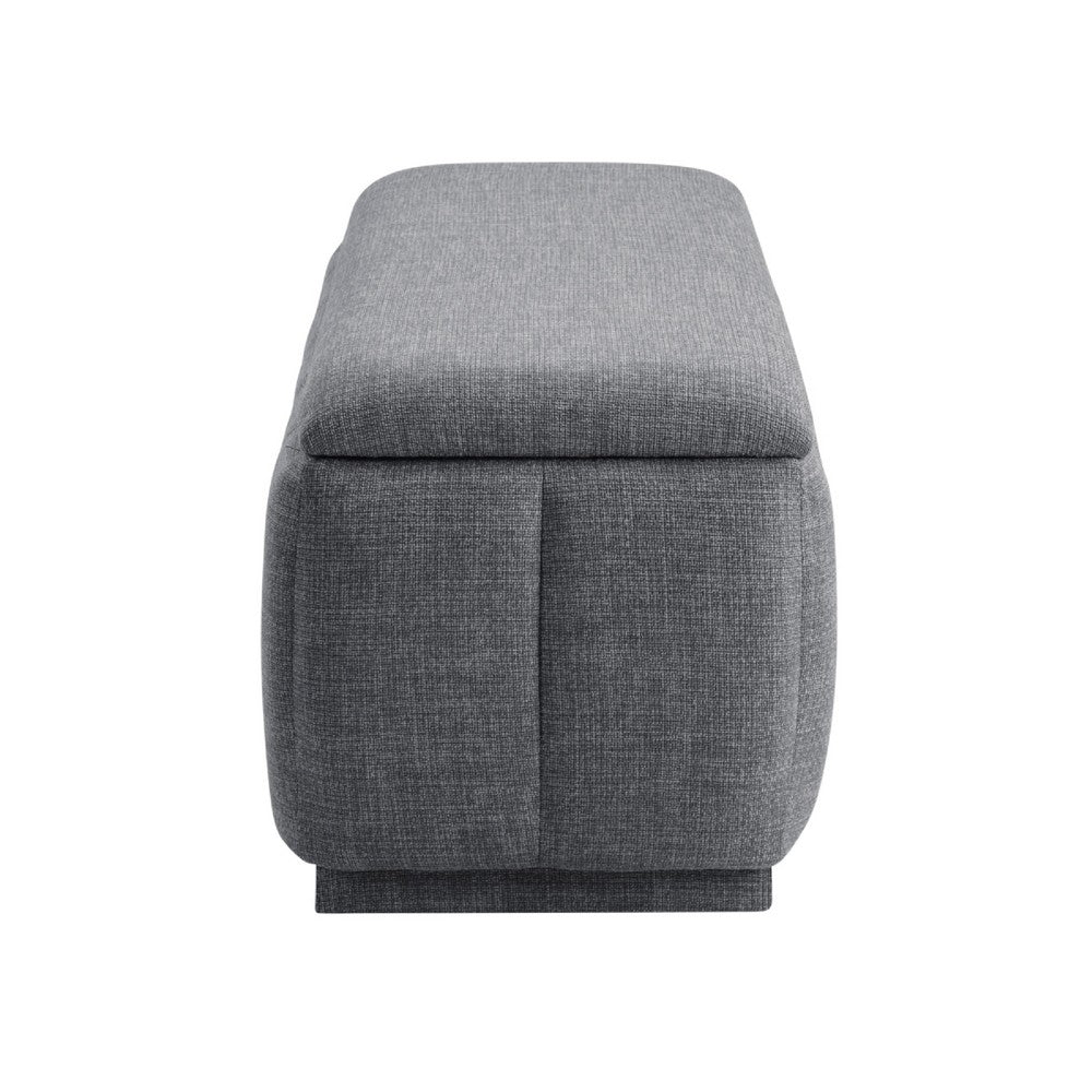 Jia Storage Bench | Wide Channel Tufted Gray Polyester 47"