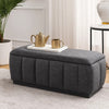 Jia Storage Bench | Wide Channel Tufted Gray Polyester 47"
