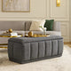 Jia Storage Bench | Wide Channel Tufted Gray Polyester 47"