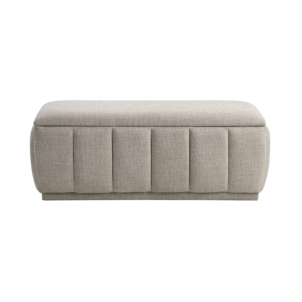 Jia Storage Bench | Wide Channel Tufted Taupe Polyester 47"
