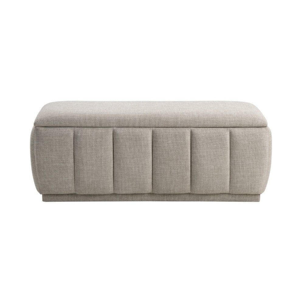 Jia Storage Bench | Wide Channel Tufted Taupe Polyester 47"
