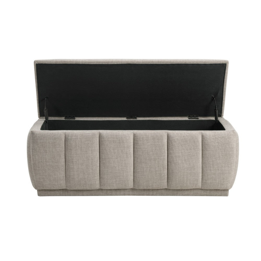 Jia Storage Bench | Wide Channel Tufted Taupe Polyester 47"