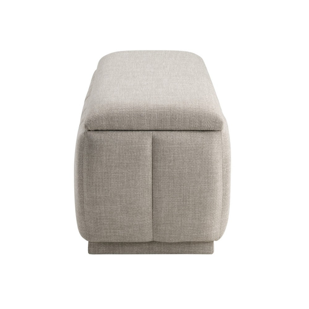 Jia Storage Bench | Wide Channel Tufted Taupe Polyester 47"