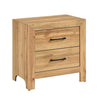Adia Nightstand | 2 Drawer w Black Nickel Handles | Natural Brown