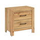 Adia Nightstand | 2 Drawer w Black Nickel Handles | Natural Brown