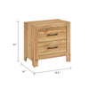 Adia Nightstand | 2 Drawer w Black Nickel Handles | Natural Brown