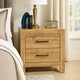 Adia Nightstand | 2 Drawer w Black Nickel Handles | Natural Brown