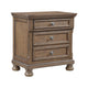 Bely Nightstand | 3 Drawers | Bun Feet | Antique Brown Sculpted Frame